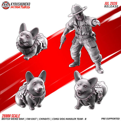 Weird War Far East British Corgi War Dog Handler Team (4 models)