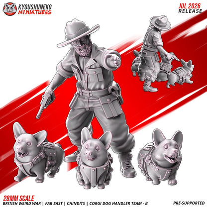 Weird War Far East British Corgi War Dog Handler Team (4 models)