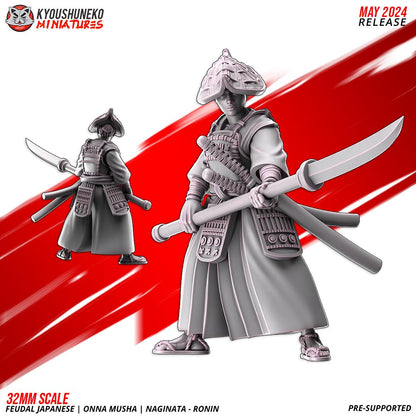 Feudal Japanese Onna Musha Naginata Ronin Unit (10 models) Various Scales
