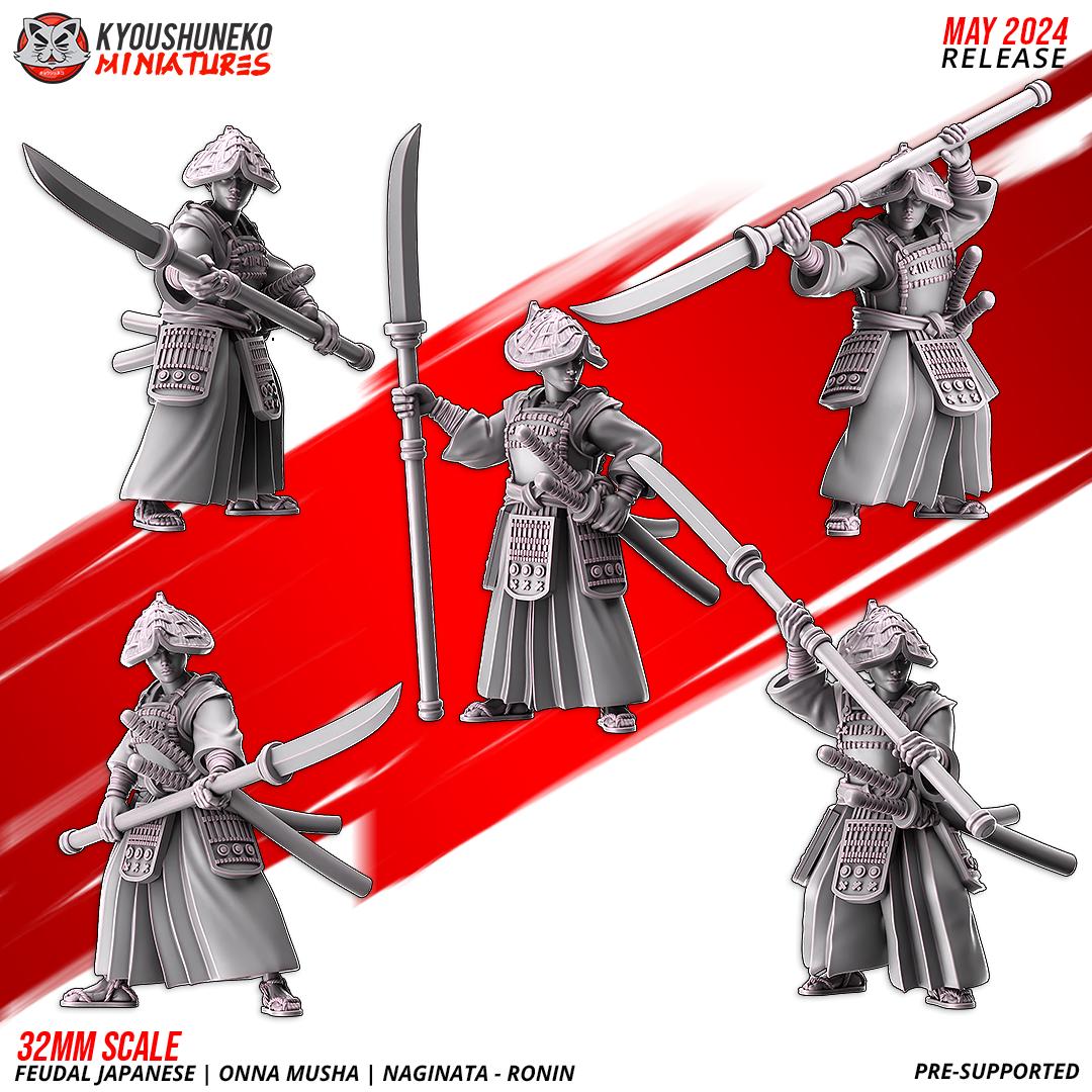 Feudal Japanese Onna Musha Naginata Ronin Unit (10 models) Various Scales