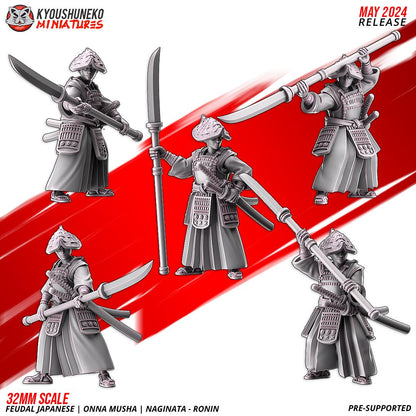 Feudal Japanese Onna Musha Naginata Ronin Unit (10 models) Various Scales