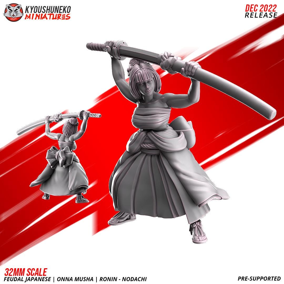 Feudal Japanese Onna Musha Nodachi Ronin Unit (10 models) Various Scales