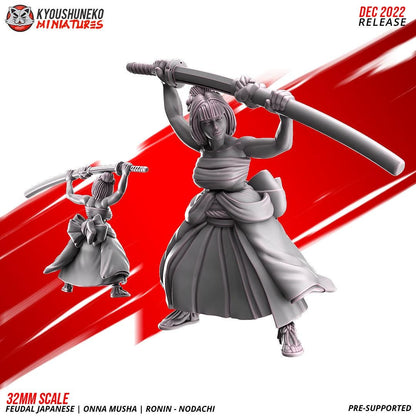 Feudal Japanese Onna Musha Nodachi Ronin Unit (10 models) Various Scales