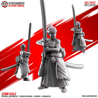Feudal Japanese Onna Musha Nodachi Ronin Unit (10 models) Various Scales