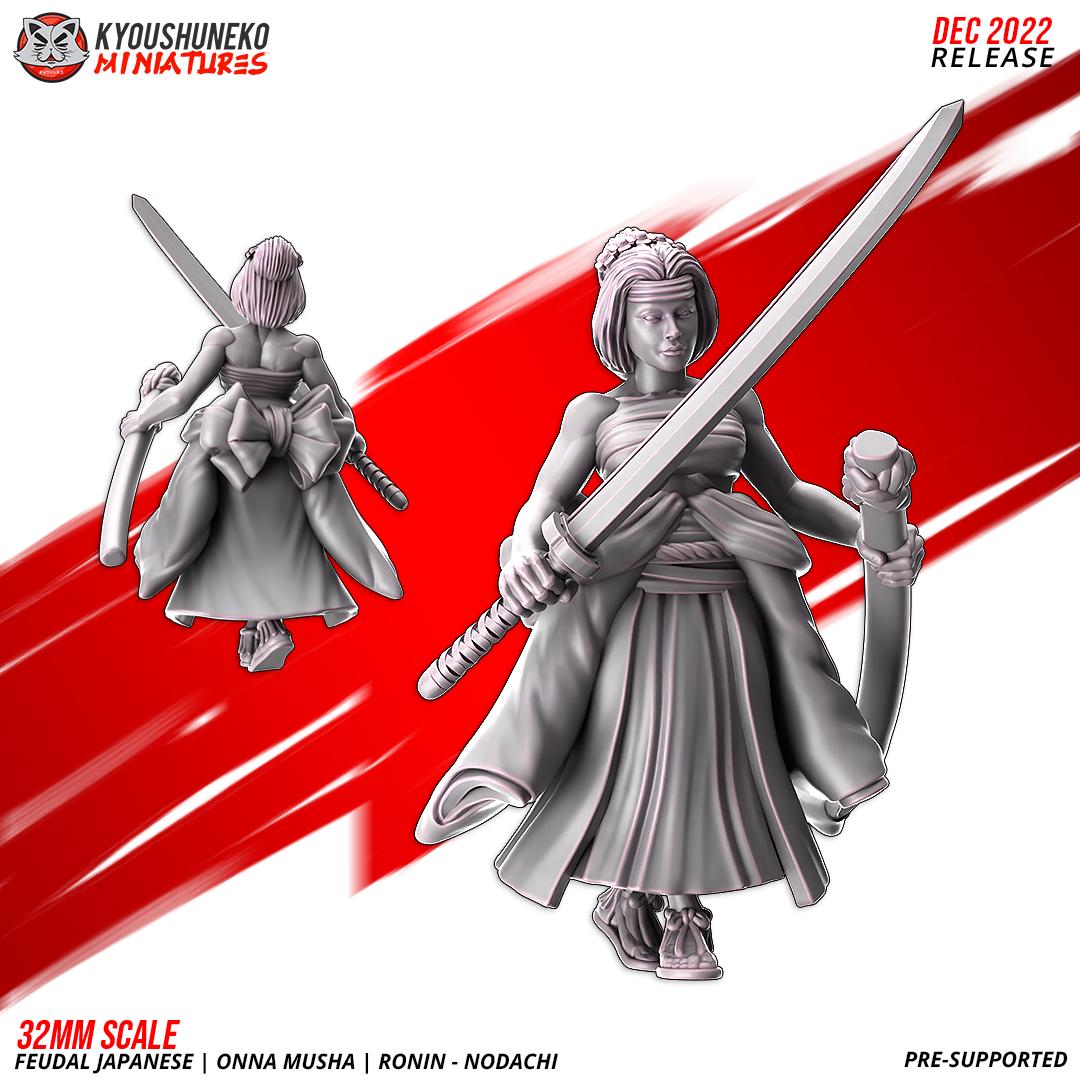 Feudal Japanese Onna Musha Nodachi Ronin Unit (10 models) Various Scales
