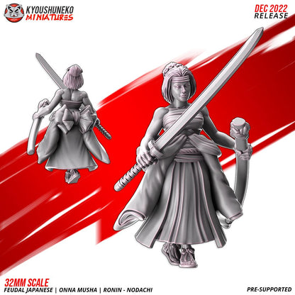 Feudal Japanese Onna Musha Nodachi Ronin Unit (10 models) Various Scales