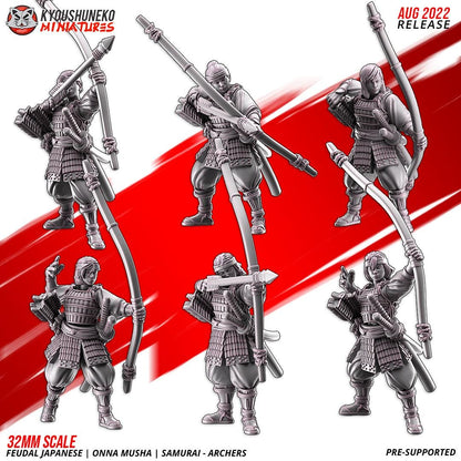 Feudal Japanese Onna Musha Samurai Archer Unit (10 models) Various Scales