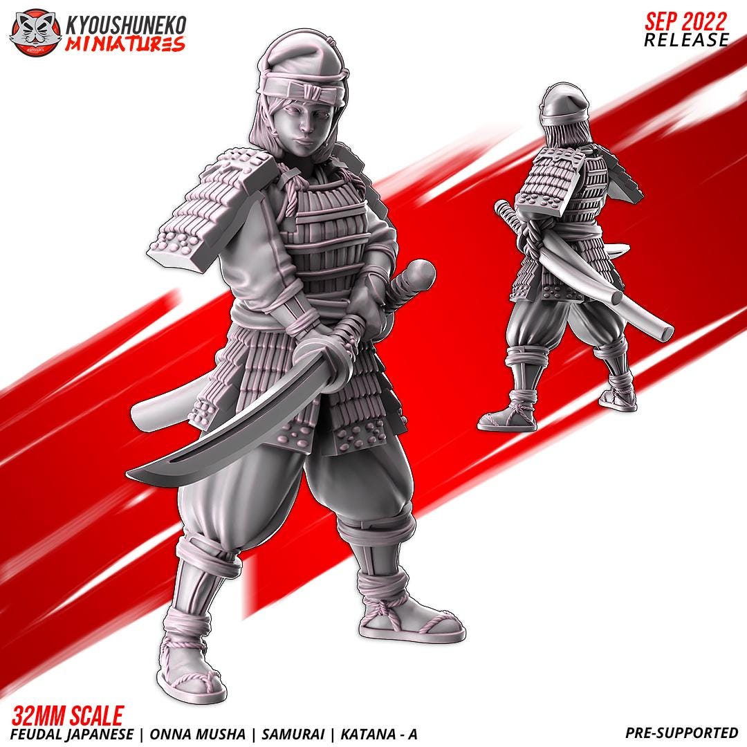 Feudal Japanese Onna Musha Samurai Katana Unit A (10 models) Various Scales