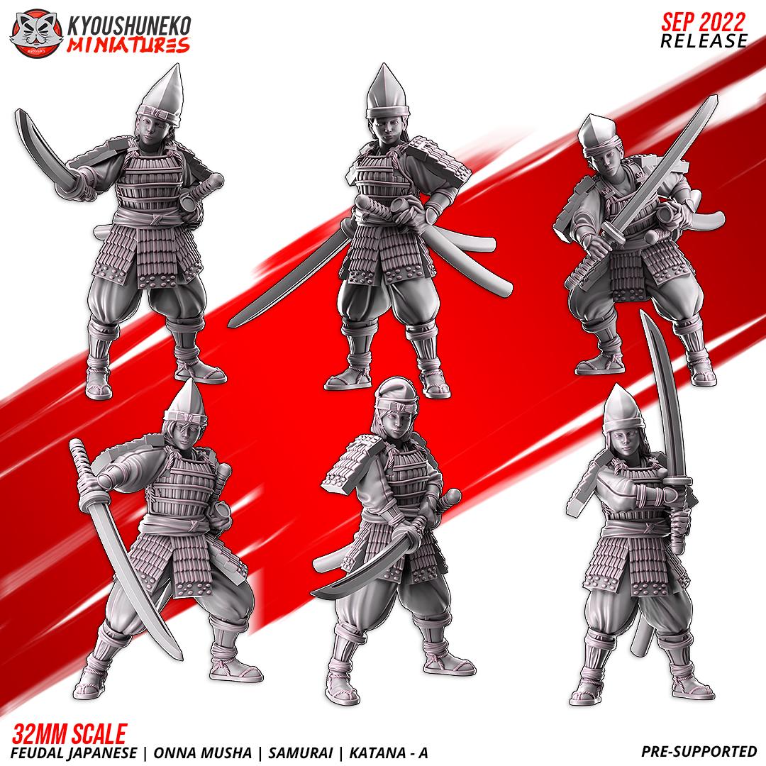 Feudal Japanese Onna Musha Samurai Katana Unit A (10 models) Various Scales