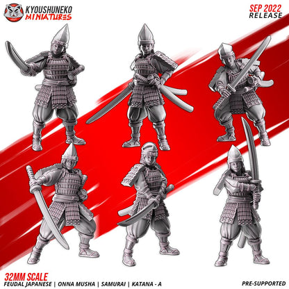 Feudal Japanese Onna Musha Samurai Katana Unit A (10 models) Various Scales