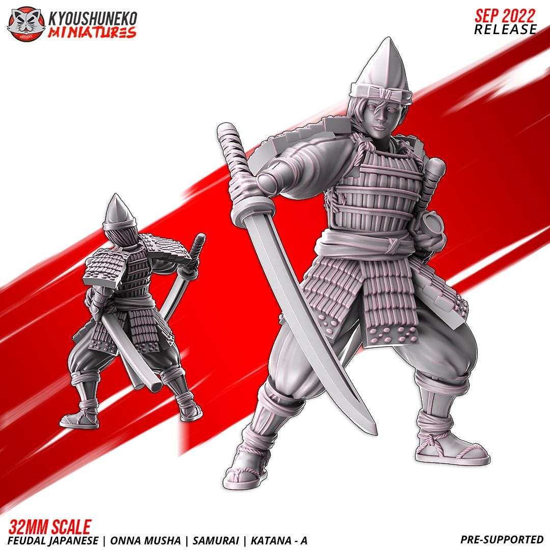 Feudal Japanese Onna Musha Samurai Katana Unit A (10 models) Various Scales