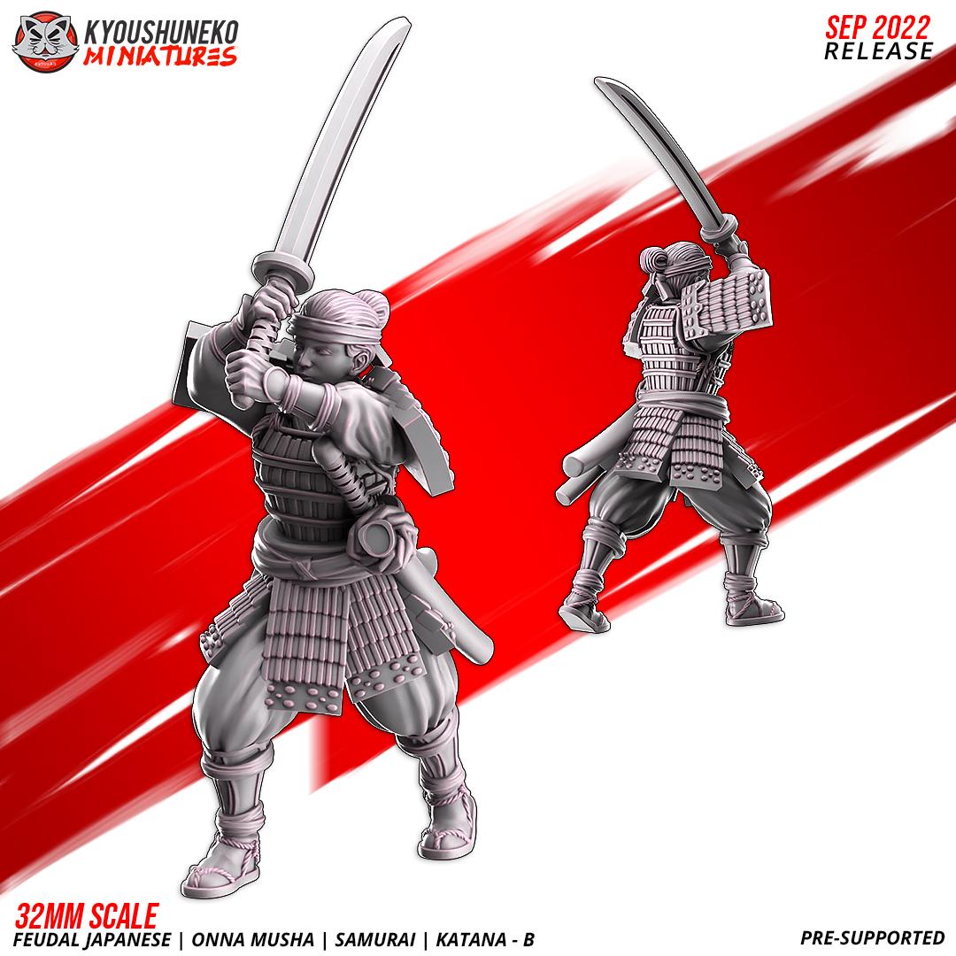 Feudal Japanese Onna Musha Samurai Katana Unit B (10 models) Various Scales