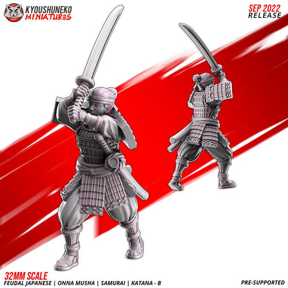Feudal Japanese Onna Musha Samurai Katana Unit B (10 models) Various Scales