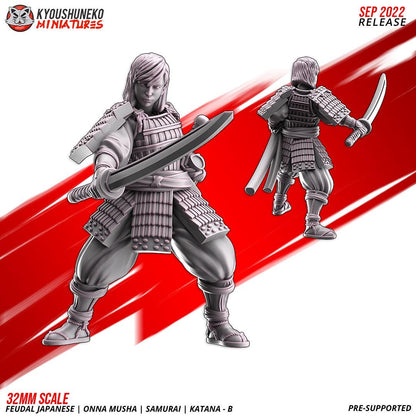 Feudal Japanese Onna Musha Samurai Katana Unit B (10 models) Various Scales