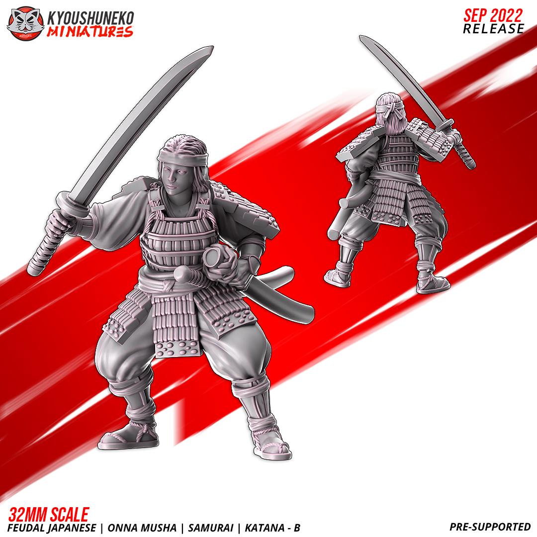 Feudal Japanese Onna Musha Samurai Katana Unit B (10 models) Various Scales