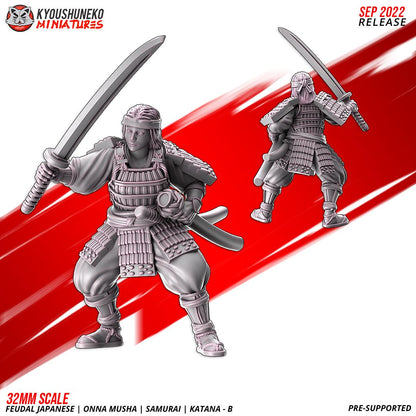 Feudal Japanese Onna Musha Samurai Katana Unit B (10 models) Various Scales
