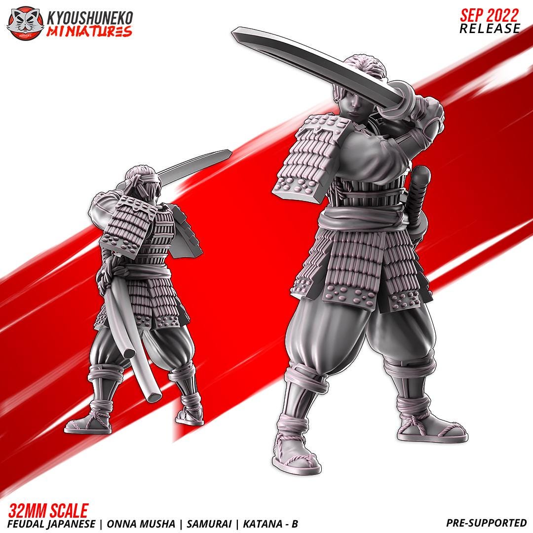 Feudal Japanese Onna Musha Samurai Katana Unit B (10 models) Various Scales