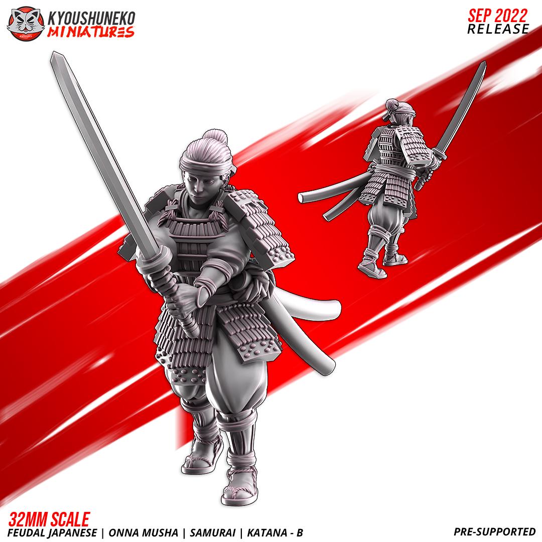 Feudal Japanese Onna Musha Samurai Katana Unit B (10 models) Various Scales