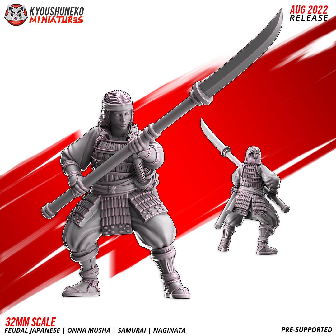 Feudal Japanese Onna Musha Samurai Naginata Unit (10 models) Various Scales