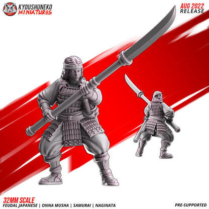 Feudal Japanese Onna Musha Samurai Naginata Unit (10 models) Various Scales