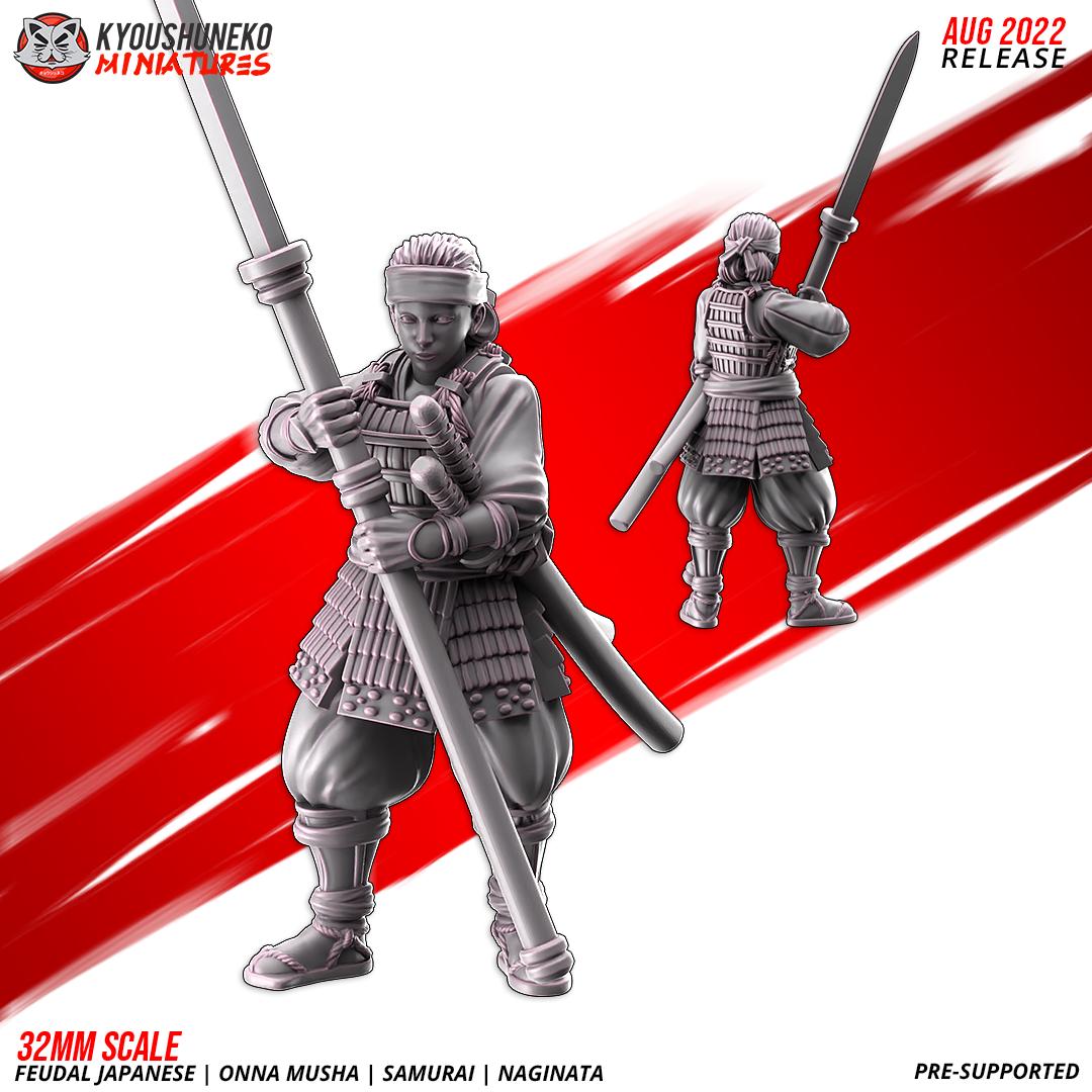 Feudal Japanese Onna Musha Samurai Naginata Unit (10 models) Various Scales