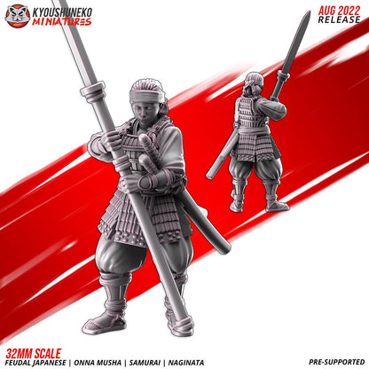Feudal Japanese Onna Musha Samurai Naginata Unit (10 models) Various Scales