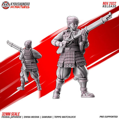 Feudal Japanese Onna Musha Samurai Teppo Matchlock Unit (10 models) Various Scales