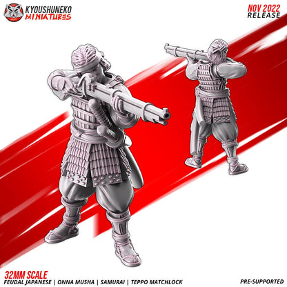 Feudal Japanese Onna Musha Samurai Teppo Matchlock Unit (10 models) Various Scales