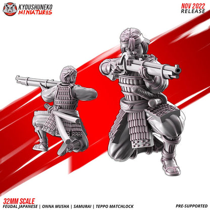 Feudal Japanese Onna Musha Samurai Teppo Matchlock Unit (10 models) Various Scales