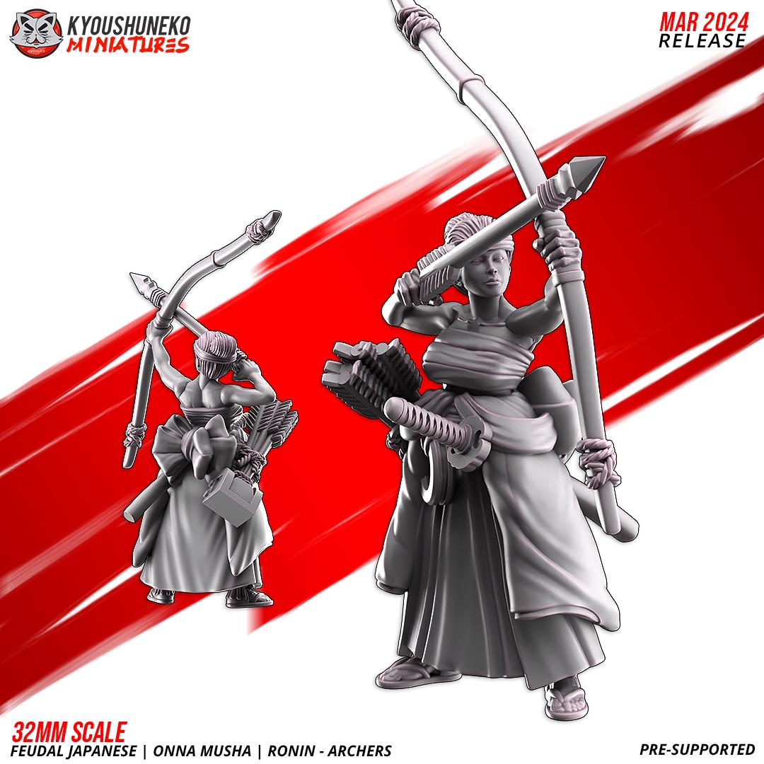 Feudal Japanese Onna Musha Samurai Ronin Archer Unit (10 models) Various Scales