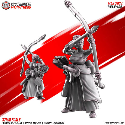 Feudal Japanese Onna Musha Samurai Ronin Archer Unit (10 models) Various Scales