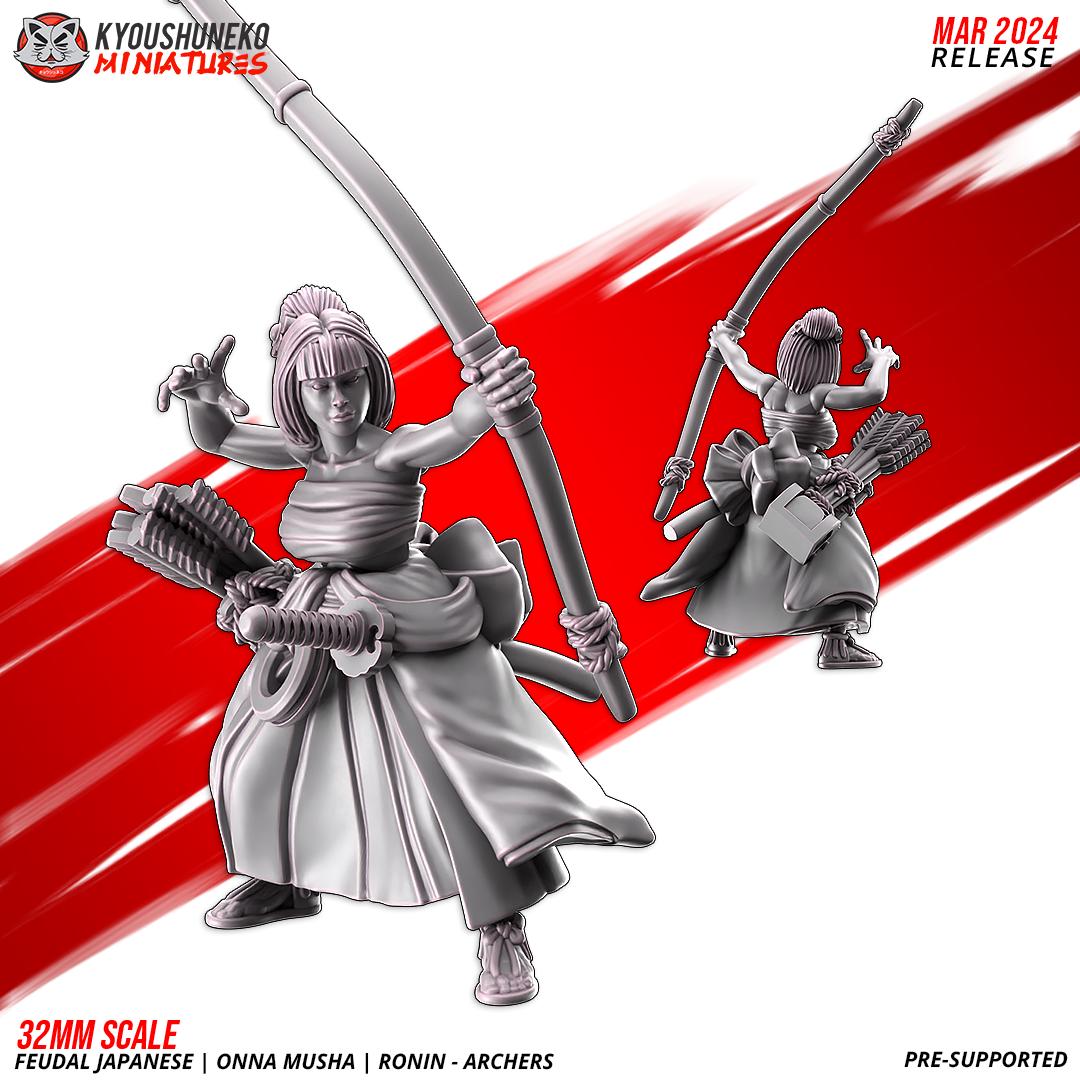 Feudal Japanese Onna Musha Samurai Ronin Archer Unit (10 models) Various Scales