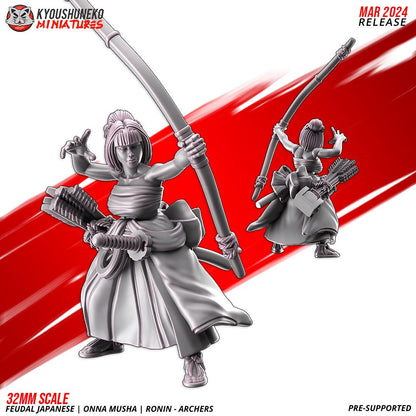 Feudal Japanese Onna Musha Samurai Ronin Archer Unit (10 models) Various Scales
