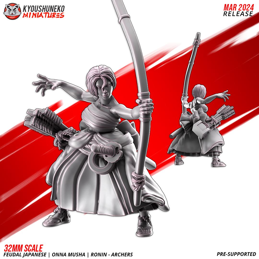 Feudal Japanese Onna Musha Samurai Ronin Archer Unit (10 models) Various Scales