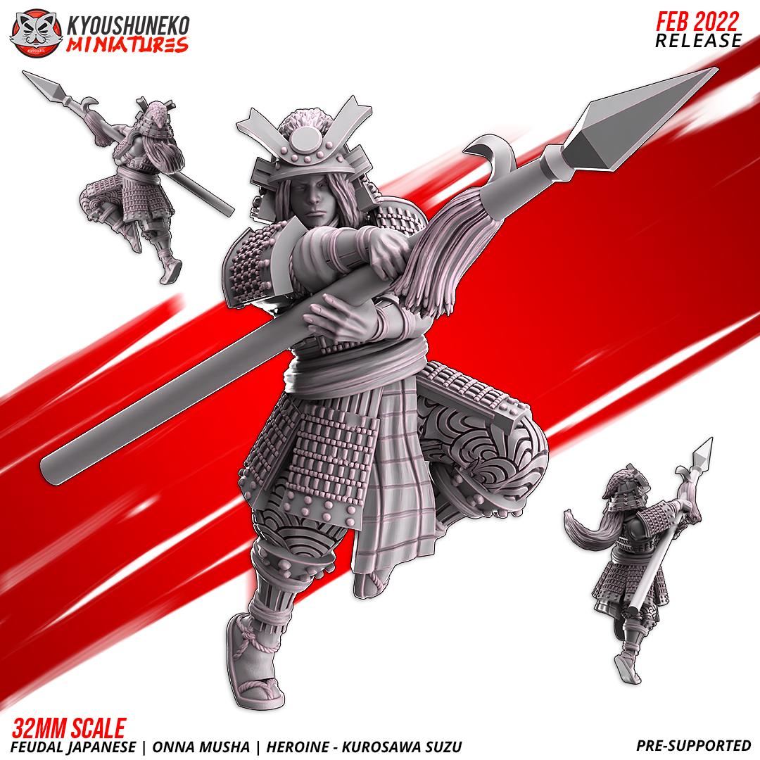 Feudal Japanese Onna Musha Spear Heroine Kurosawa Suzu (1 model) Various Scales