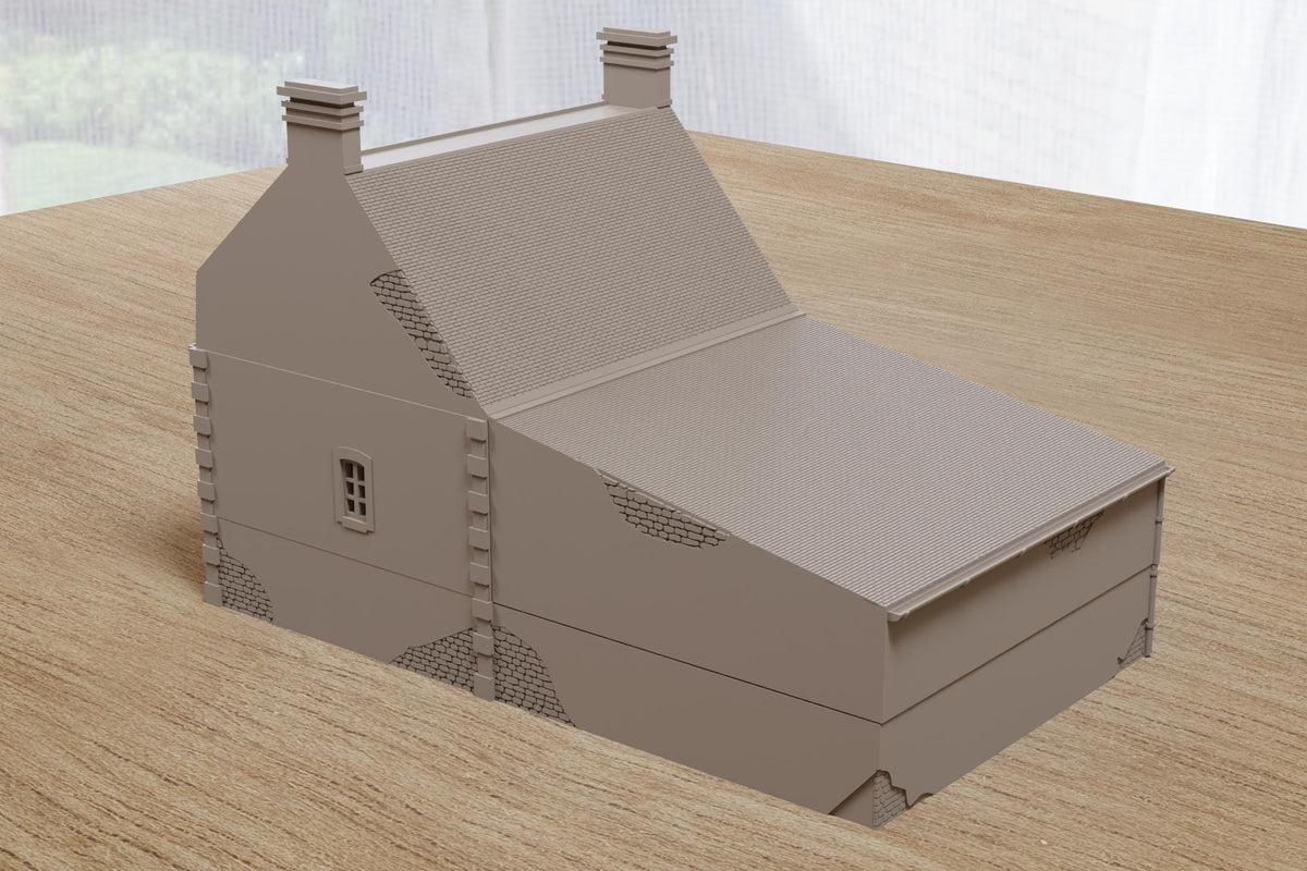 Wargaming Terrain WWII Dead Man's Corner House with Barn Various Scales Historical Wargaming