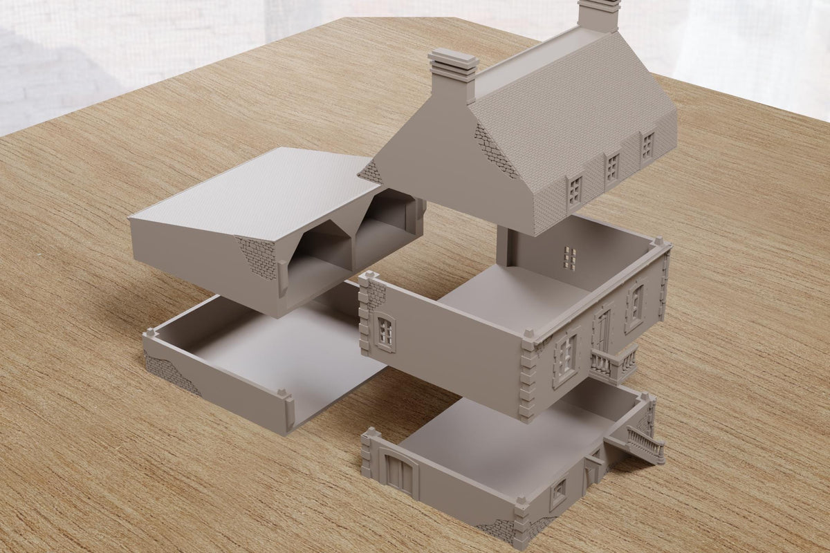 Wargaming Terrain WWII Dead Man's Corner House with Barn Various Scales Historical Wargaming