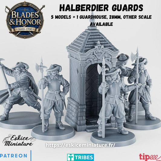 XVII Century Halberdier Guards with Guardhouse (6 models) Various Scales Historical Wargaming