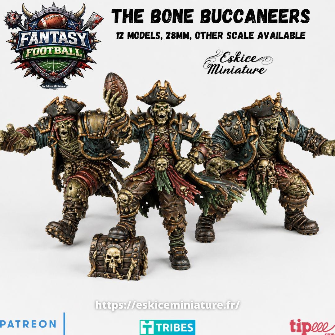 Fantasy Football The Bone Buccaneers Team 12 Models Highland Miniatures Various Scales
