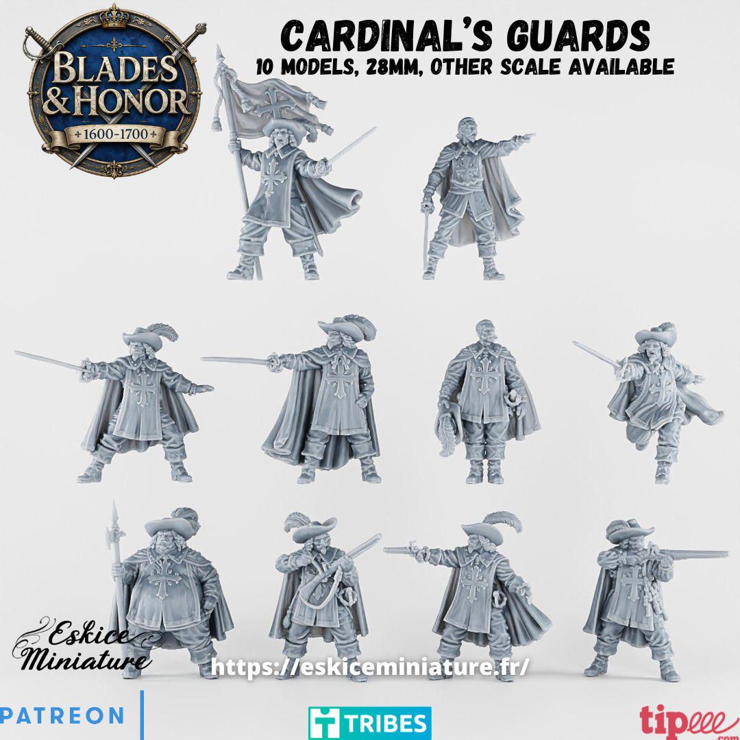 French Cardinal's Guards Set (10 models) Various Scales Historical Wargaming