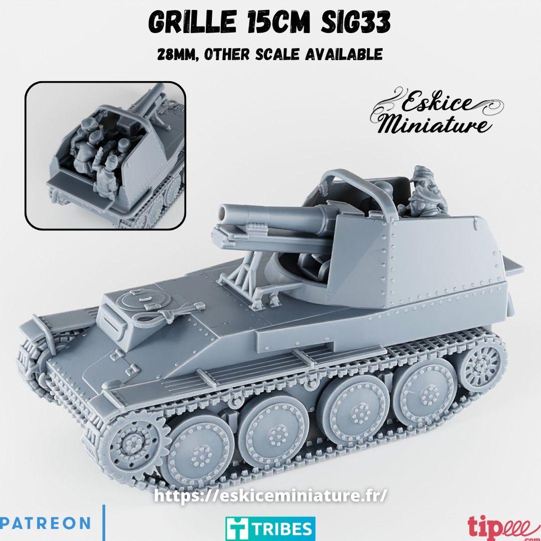 WWII German Grille 15cm SIG33 with Crew Various Scales Historical Wargaming