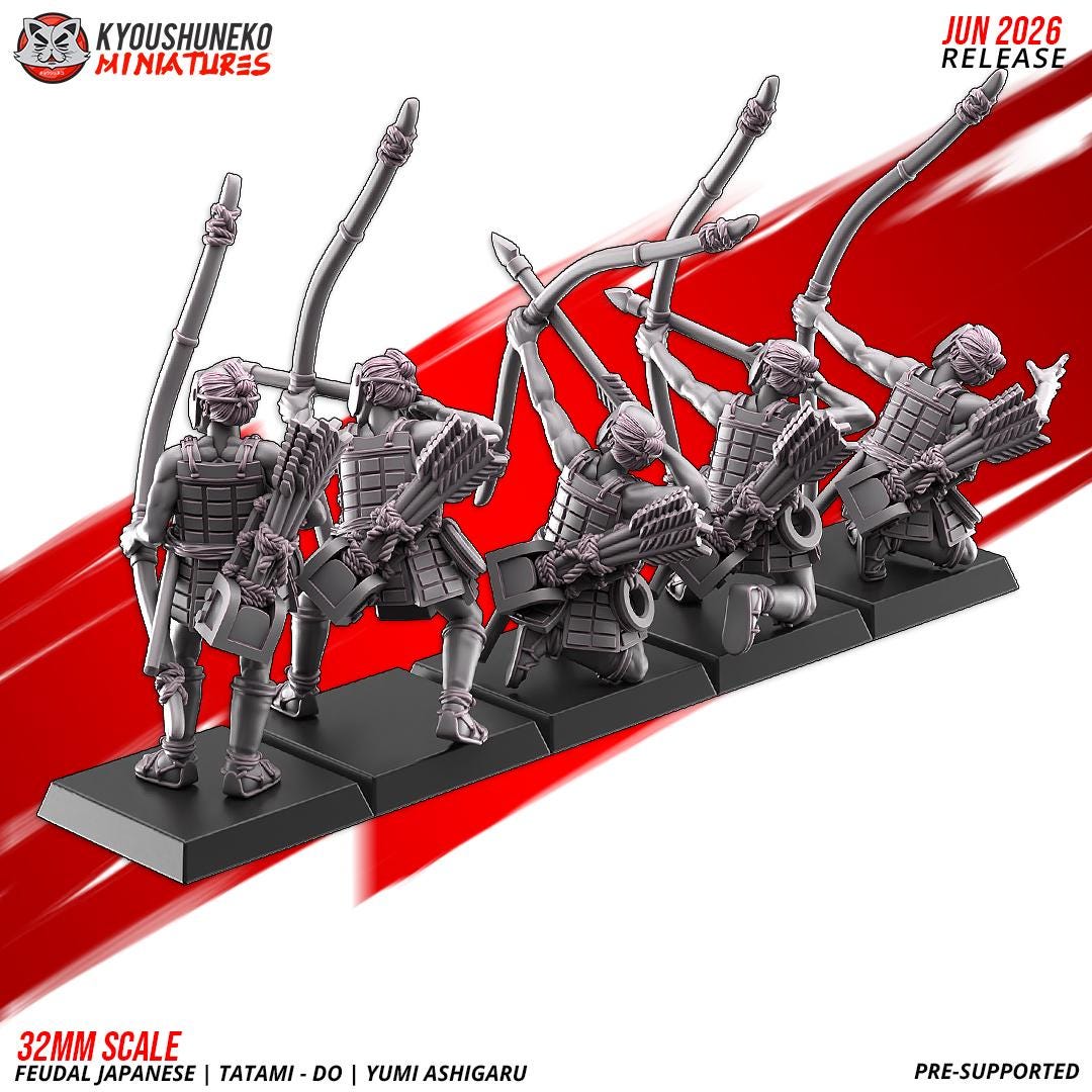 Feudal Japanese Late Sengoku Tatami-Do Ashigaru Archer Unit (10 models) Various Scales