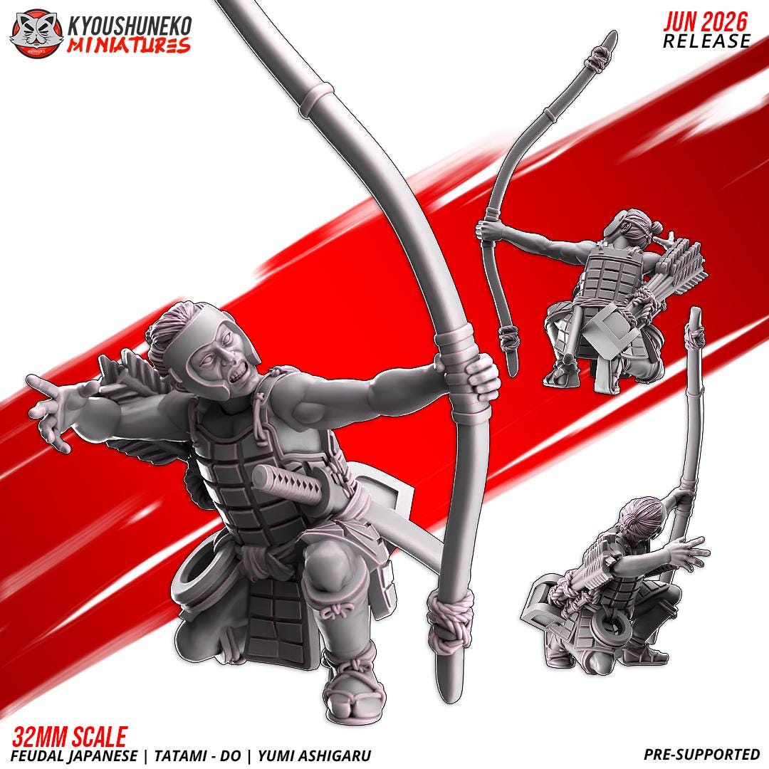 Feudal Japanese Late Sengoku Tatami-Do Ashigaru Archer Unit (10 models) Various Scales
