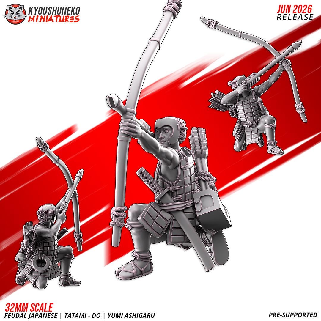 Feudal Japanese Late Sengoku Tatami-Do Ashigaru Archer Unit (10 models) Various Scales