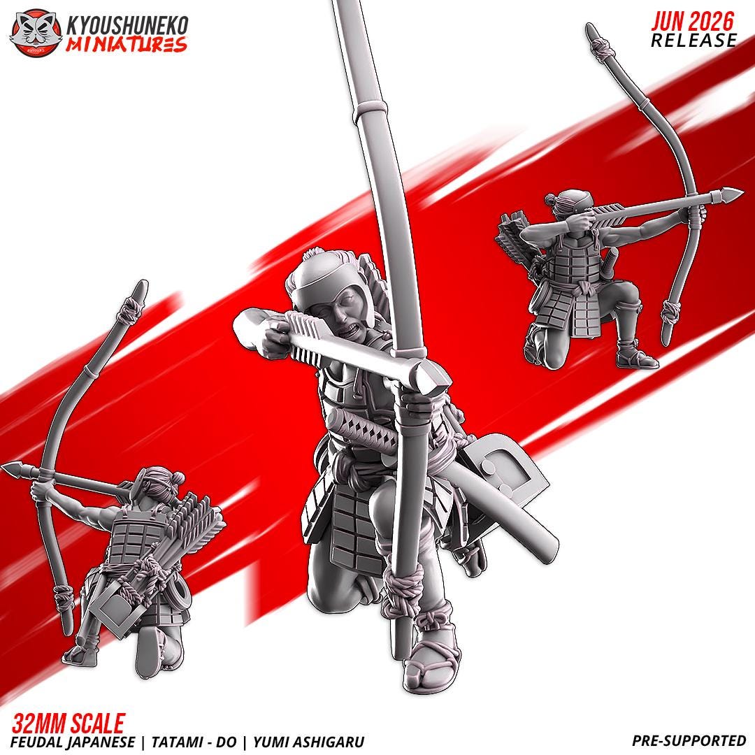 Feudal Japanese Late Sengoku Tatami-Do Ashigaru Archer Unit (10 models) Various Scales