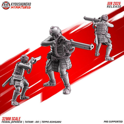 Feudal Japanese Late Sengoku Tatami-Do Ashigaru Musketmen Unit (10 models) Various Scales