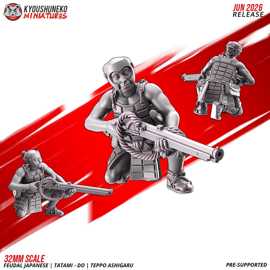 Feudal Japanese Late Sengoku Tatami-Do Ashigaru Musketmen Unit (10 models) Various Scales