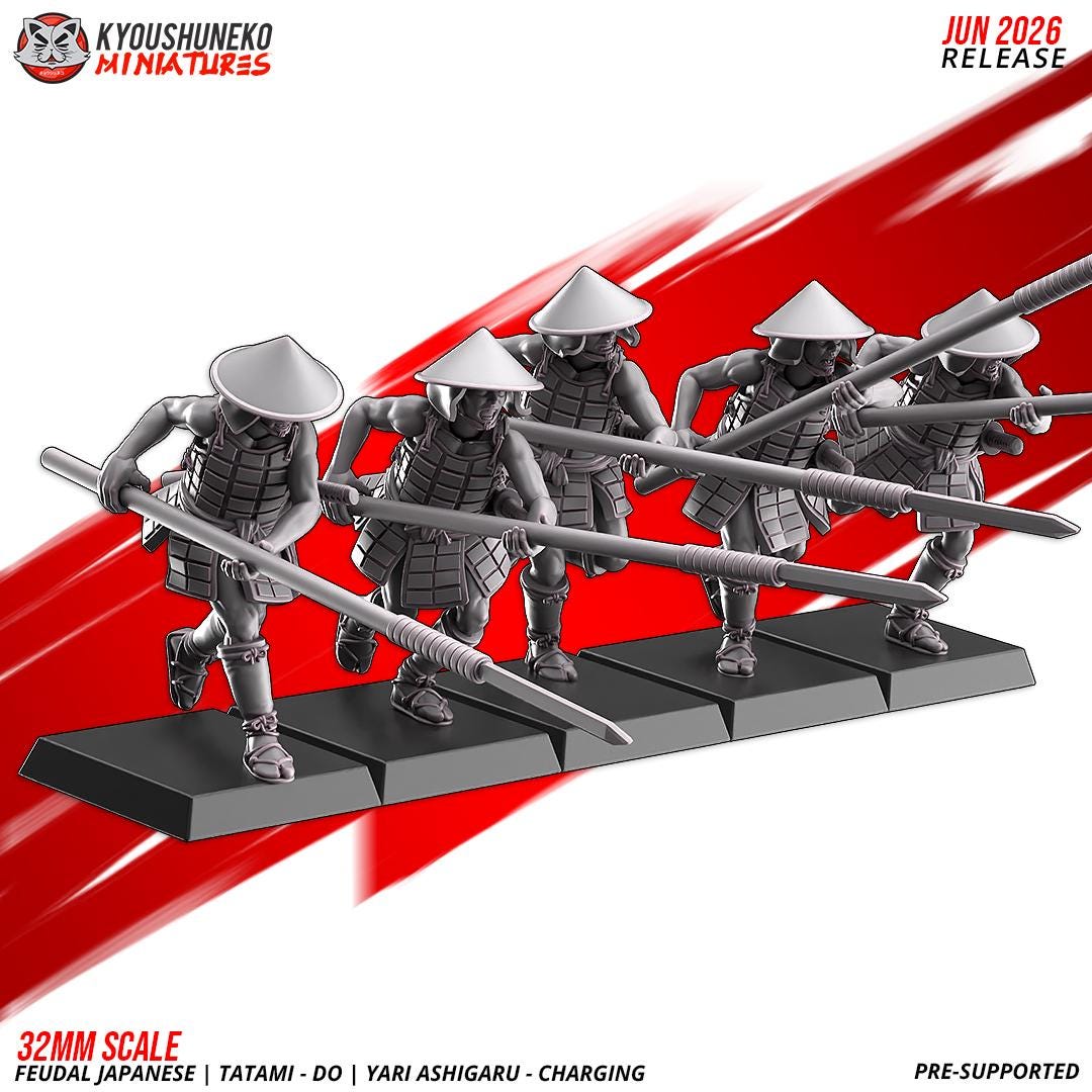 Feudal Japanese Late Sengoku Tatami-Do Ashigaru Spearmen Unit (10 models) Various Scales