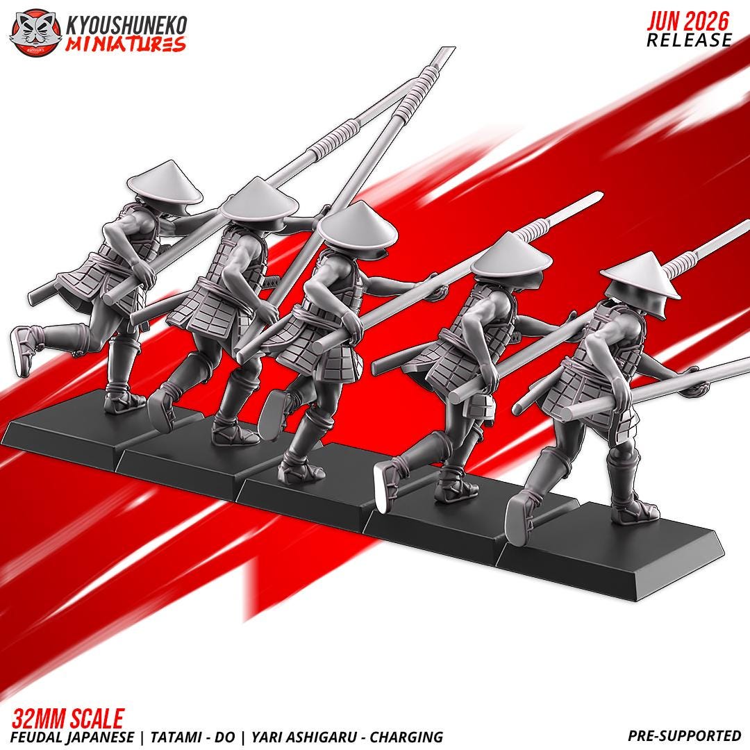 Feudal Japanese Late Sengoku Tatami-Do Ashigaru Spearmen Unit (10 models) Various Scales