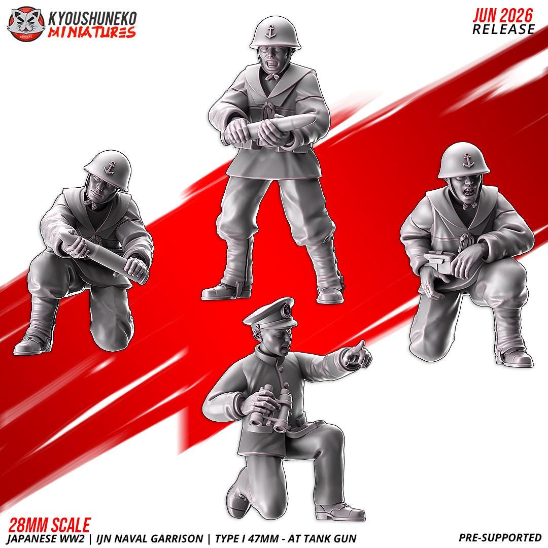 WWII Japanese Naval Garrison Type 47mm AT Gun with Crew Various Scales Historical Wargaming